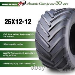 WANDA 26X12-12 Lawn Mower Agriculture Farm Tractor Tires 4 Ply 26x12x12 -Set 2