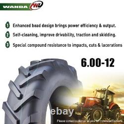WANDA 6.00-12 Agricultural Farm Tractor Tire R-1 Pattern 6 Ply-Set 2 16014